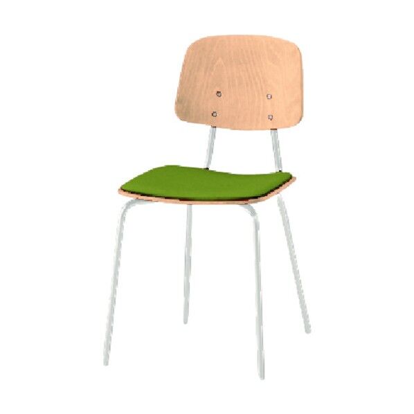 ノットワーク背座セパレートチェア座パッド付 背座ラスティックビーチL・脚ホワイト・布地リーフグリーン KLL-121C-GHQ3 1点