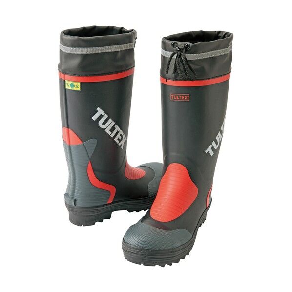 安全ゴム長靴 010ブラック×レッド 25.0 4702 1