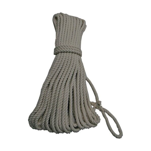 綿トラックロープ(3打ち)両端リング加工 生成り(白) 6mm×20m M-TR-620-WR 1本