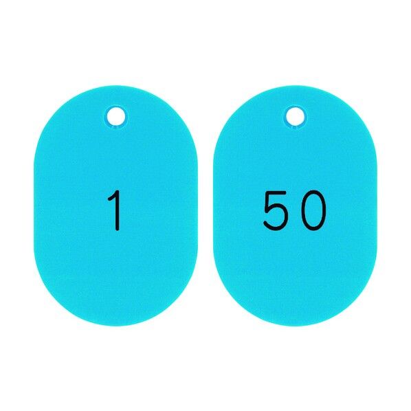 小判型番号札 1～50/連番号入 小判札604‐SB(1～50) スカイブルー 60×40mm 200241 50枚