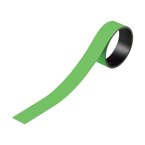テープ状カラーマグネット マグネ25G 片面磁力 緑 25mm×1m×0.8mm 312042 1個