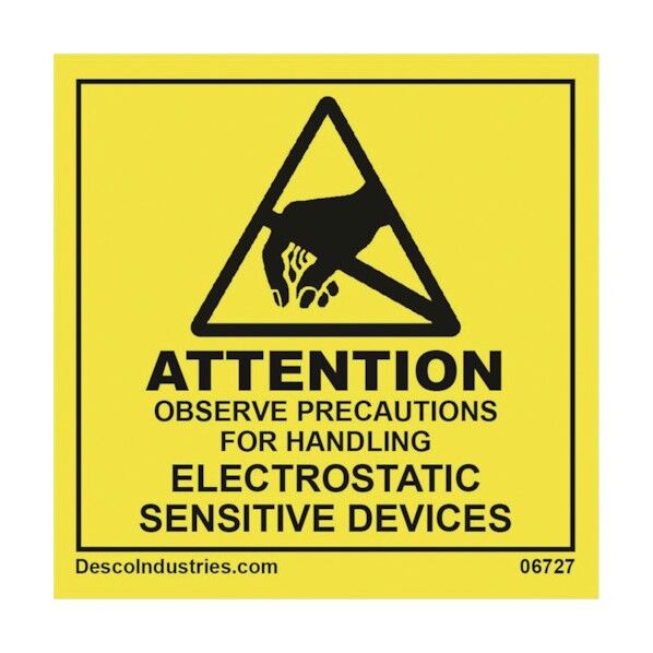 DESCO ラベル 「ATTENTION」MIL 51X51mm 500枚入り 06727 1個