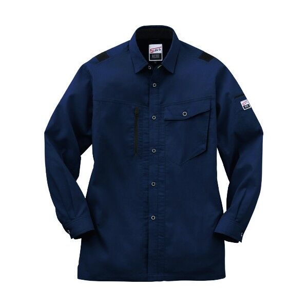 夏 長袖シャツ ネイビー色 Lサイズ WA11819-3-L 1点