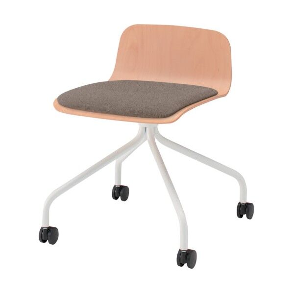 ノットワークローバックキャスターチェア座パッド付 背座ラスティックビーチL・脚ホワイト・布地アンバー KLL-225C-GHK2 1点