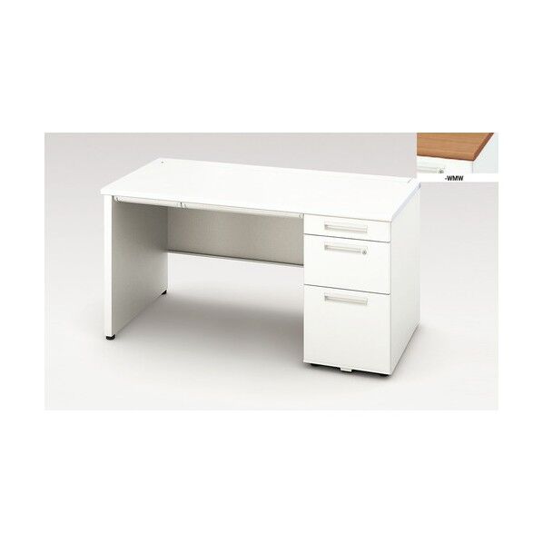 片袖デスク (ロングストローク引出し) (パネル脚タイプ) XEHH147KP-WMW 1点