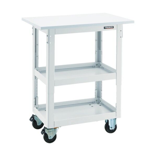 ツールワゴンドルフィン (高さ調節タイプ・ゴム車・天板付) 固定式・自在式