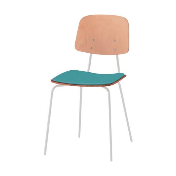 ノットワーク背座セパレートチェア座パッド付 背座ラスティックビーチL・脚ホワイト・ウレタンレザーターコイズブルー KLL-121DK-GHS4 1点