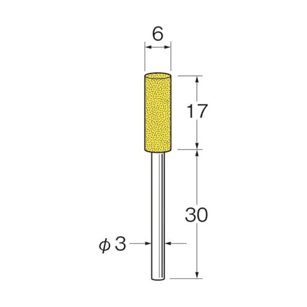 軸付セラミックゴム砥石(金属研磨用)外径(mm):6粒度(#):180 R2123 10本