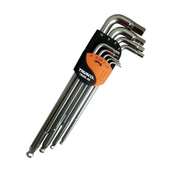 ステンレスボールポイント六角棒レンチセット(ロングタイプ)9本