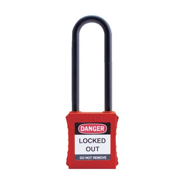 ロックアウト用南京錠 ナイロン製シャックル(ツル長) 赤 44726 1点