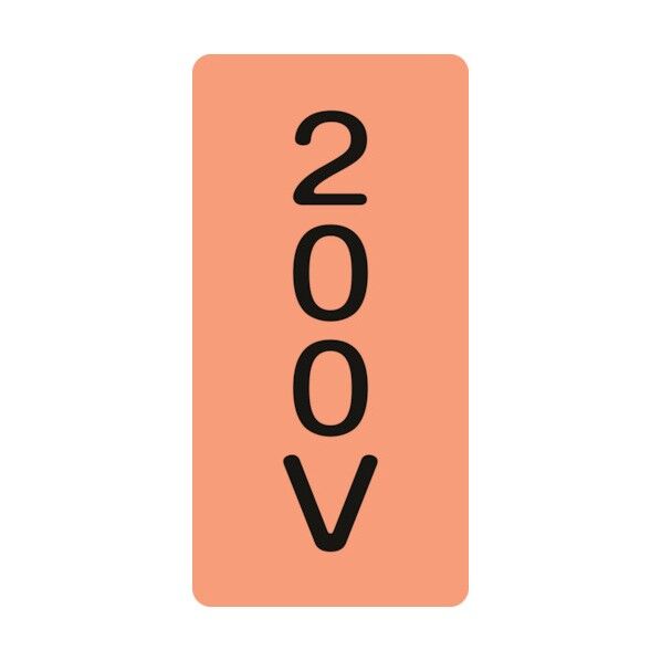 配管識別ステッカー 200V HT‐104S 60×30mm 386104 10枚