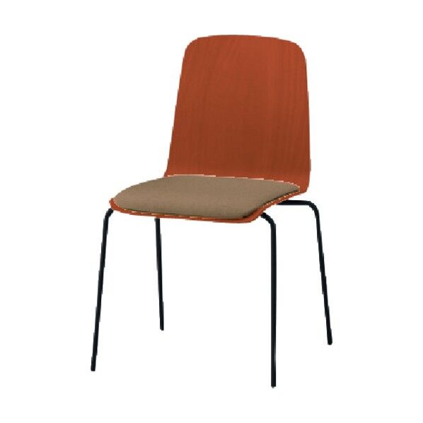 ノットワーク 背座一体スタッキングチェア クッション付 背座色ラスティックビーチM・脚サテンブラック・布地サンドイエロー KLL-120C-TTY3 1点