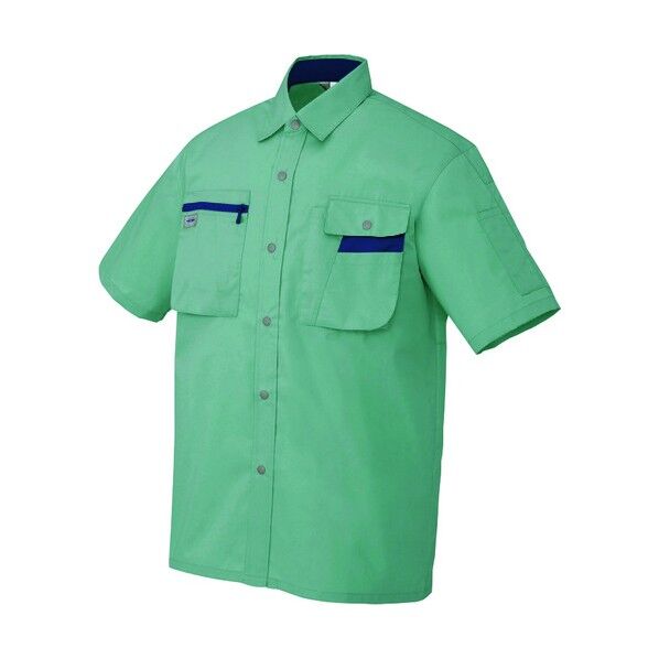 半袖シャツ(男女兼用) 027ターコイズ×ネイビー 3L 5326 1