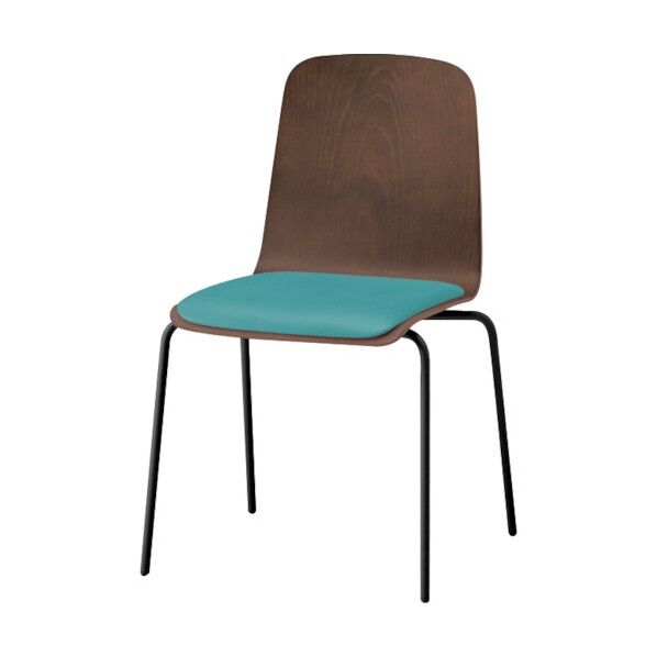 ノットワーク背座一体チェア座パッド付 背座ラスティックビーチD・脚サテンブラック・ウレタンレザーターコイズブルー KLL-120DK-TNS4 1点