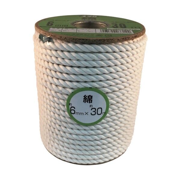 ユタカメイク ロープ 綿ロープボビン巻 6φ×30m RC-4 1個