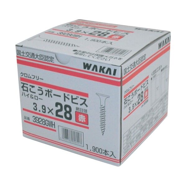 若井産業 石こうボードビス ハイ&ロー 赤 3.8×28 3928GWH 1点
