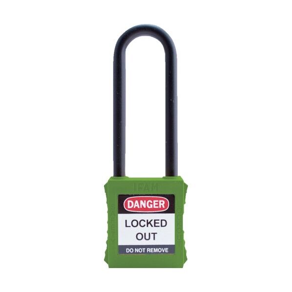 ロックアウト用南京錠 ナイロン製シャックル(ツル長) 緑 44846 1点