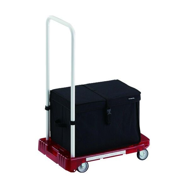 樹脂製運搬車アクロキャリー(折リタタミ収納BOX付・ポリカーボネート製・省音タイプ) レッド透明 AC-1PC-R-THB 1点