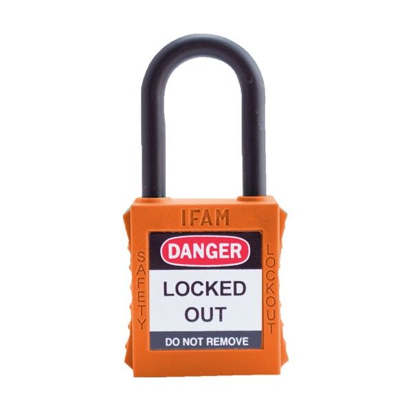 ロックアウト用南京錠 ナイロン製シャックル オレンジ 44920 1点