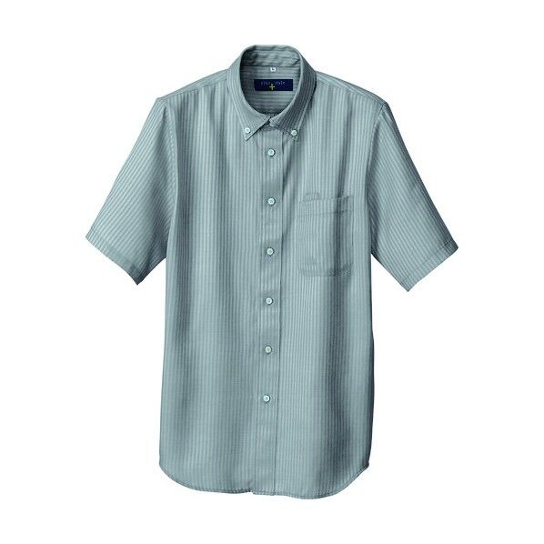 半袖ボタンダウンシャツ(ヘリンボーン)(男女兼用) 014チャコール(在庫限り) LL 50404 1