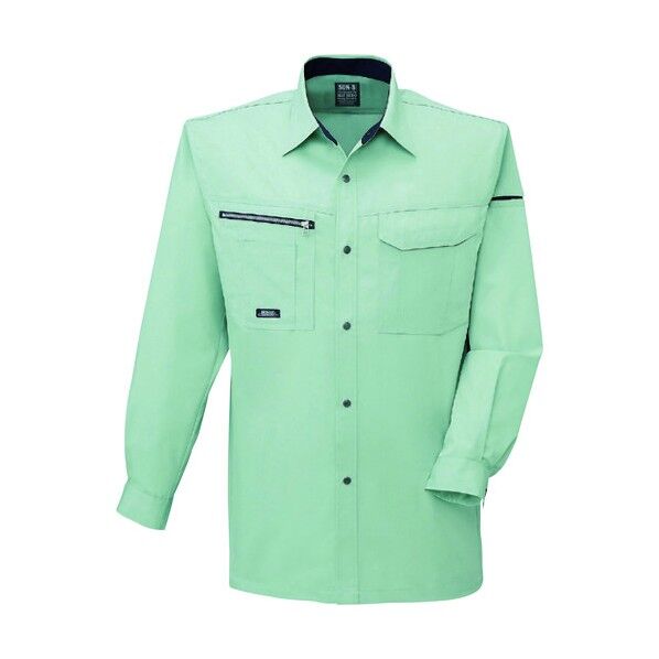 夏 長袖シャツ モスグリーン色 Lサイズ WA10559-7-L 1点