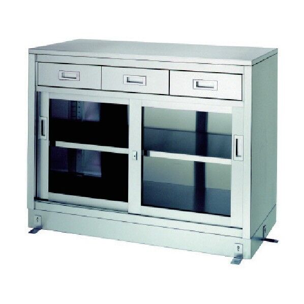 ステンレス保管庫引出付ガラス戸ベース仕様 LDG-18045 1点