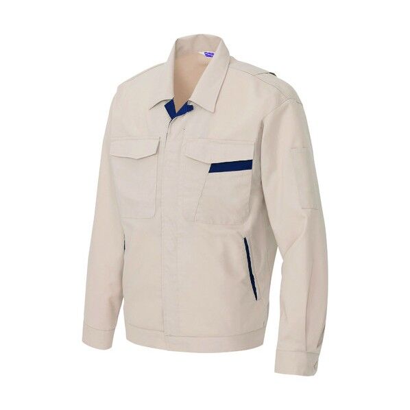 ベストコットン 長袖サマージャンパー(男女兼用) 002ベージュ×ネイビー 4L 961 1