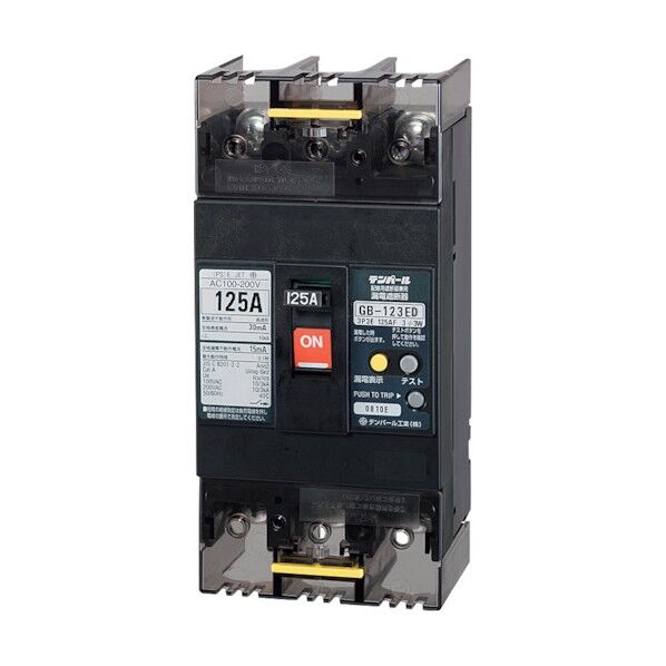 テンパール工業 GB-123ED 125A 30MA 100-200V Eシリーズ(経済タイプ)漏電遮断器 OC付 モータ保護兼用 123ED1230 1点