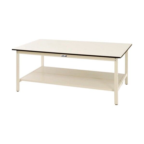 ワークテーブル ワイドタイプ 固定式 全面棚板付