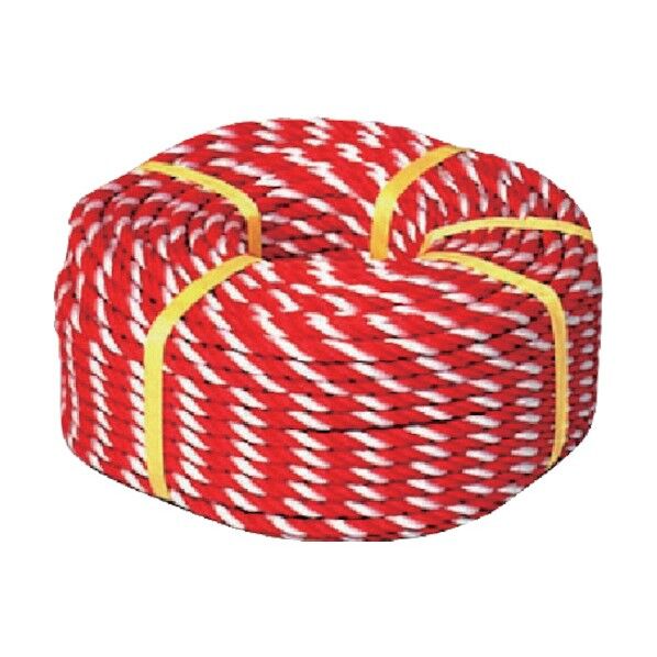 カラーロープ(赤/白)ポリエチレン12mmФ×100m巻