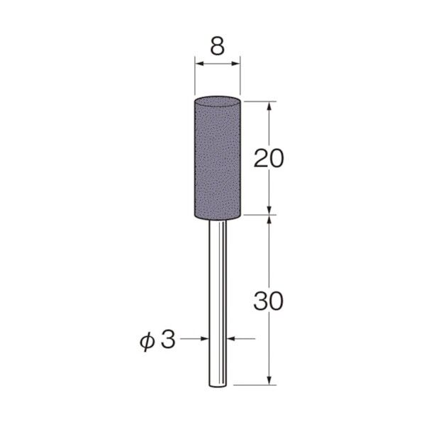 軸付セラミックゴム砥石(非金属研磨用)外径(mm):8粒度(#):320 R2235 10本