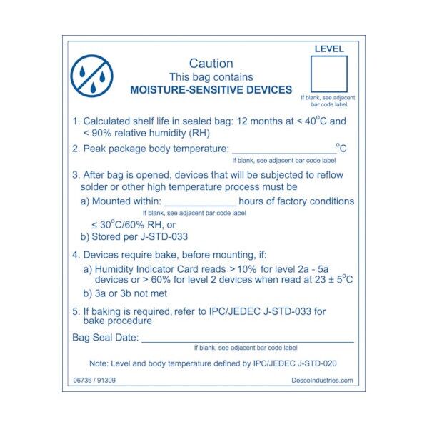 DESCO ラベル 防湿バッグ 100枚入り