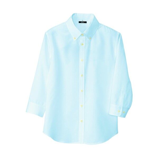 レディース七分袖ボタンダウンシャツ 007サックス M 8057 1