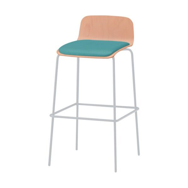 ノットワークハイチェア座パッド付 背座ラスティックビーチL・脚ホワイト・ウレタンレザーターコイズブルー KLL-123DK-GHS4 1点