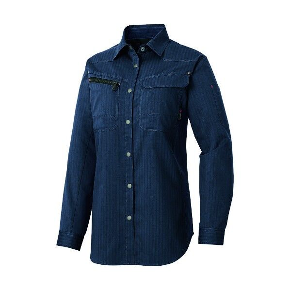 アジト ペンタスヘリンボーン レディース長袖シャツ（薄地） 008ネイビー M 30645 1