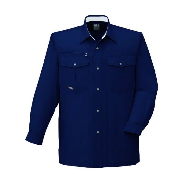 夏 長袖シャツ ネイビー色 LLサイズ WA10669-3-LL 1点