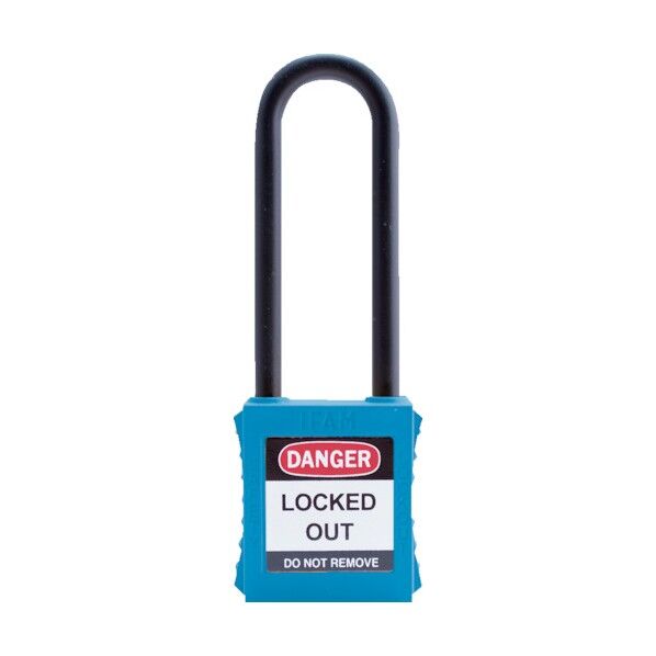 ロックアウト用南京錠 ナイロン製シャックル(ツル長) 青 44766 1点