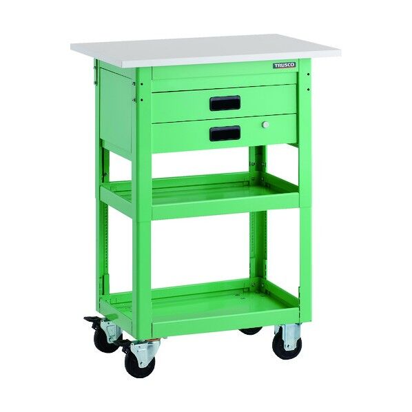 ツールワゴン ドルフィン 高さ調節式 天板付 750X500 2段引出 YG DLWS-A963TX-YG 1点