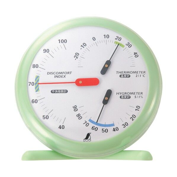 温湿度・不快指数計丸型リーフグリーンR-1 15cm 70480 1点