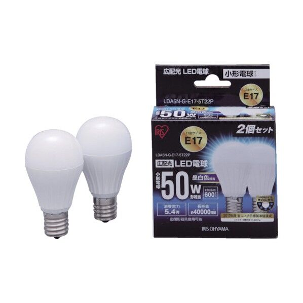 ＬＥＤ電球Ｅ１７広配光５０Ｗ昼白色２個セット LDA5N-G-E17-5T22P 2個