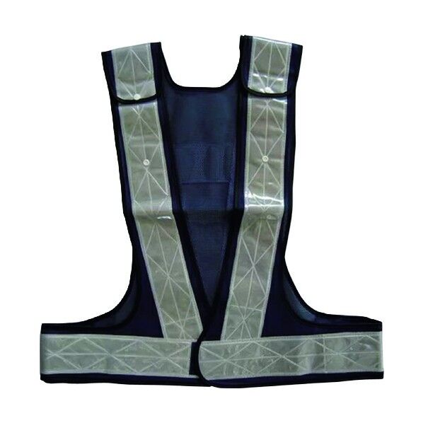 サイズ調整反射ベスト 紺/白 6850115 1点