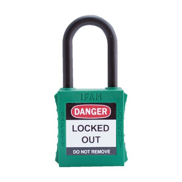 ロックアウト用南京錠 ナイロン製シャックル 緑 44840 1点