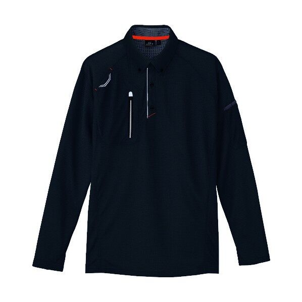 長袖ボタンダウンポロシャツ(男女兼用) 010ブラック LL 10604 1