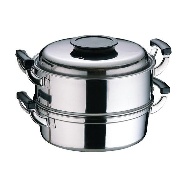 PE 18-0丸型蒸器 2段 27cm AMS72272 1点