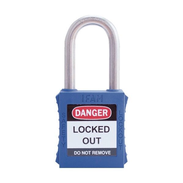 ロックアウト用南京錠 ステンレス製シャックル 青 44750 1点
