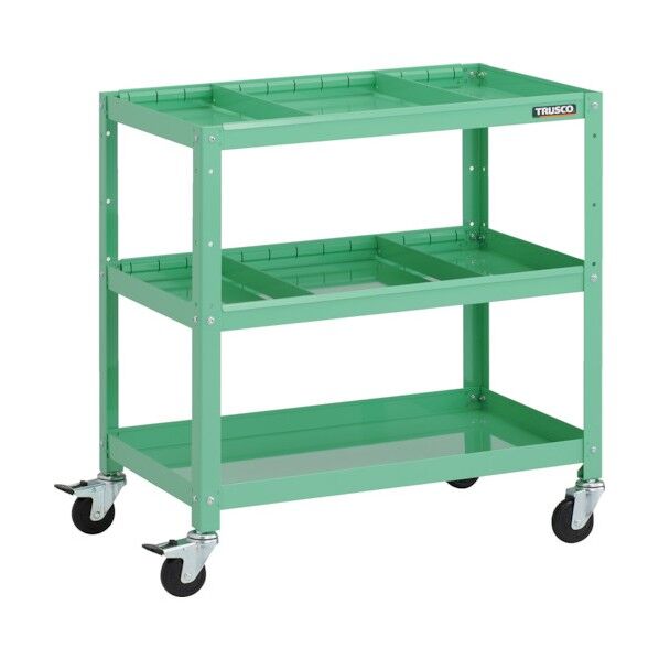 ラビットワゴン 700X450XH740 仕切板2段付 ゴム車輪 ヤンググリーン RBW-773S2-YG 1点