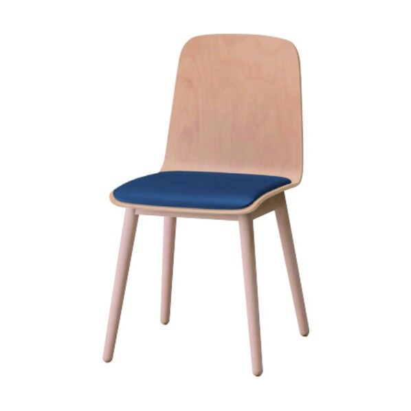 ノットワーク背座一体木脚チェア座パッド付 背座脚ラスティックビーチL・ウレタンレザーインディゴブルー KLL-124DK-LN2 1点