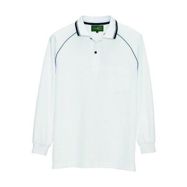 制電長袖ポロシャツ(男女兼用) AZ50010-001ホワイトSS 001ホワイト SS 50010 1