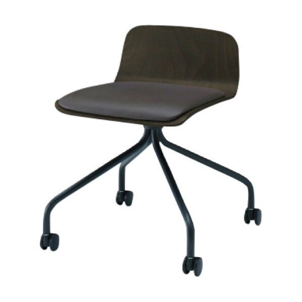 ノットワークローバックキャスターチェア座パッド付 背座ラスティックビーチD・脚サテンブラック・ウレタンレザーセピアブラウン KLL-225DK-TNK1 1点