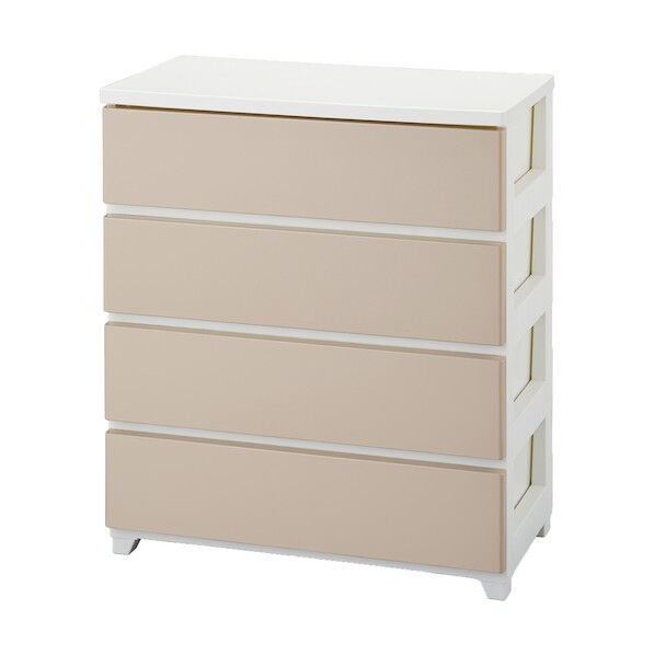 カラースタイルチェストワイド4段 ホワイトベージュ 403061 1台